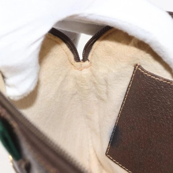 GUCCI GG Supreme Web Sherry Line Bag PVC Beige Gold 904 02 047 Auth 142653 - Picture 12 of 16